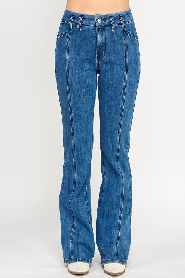 Hige Rise Seam Detail Bell Bottom
