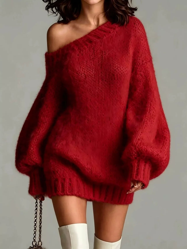 One Shoulder Mini Sweater Dress